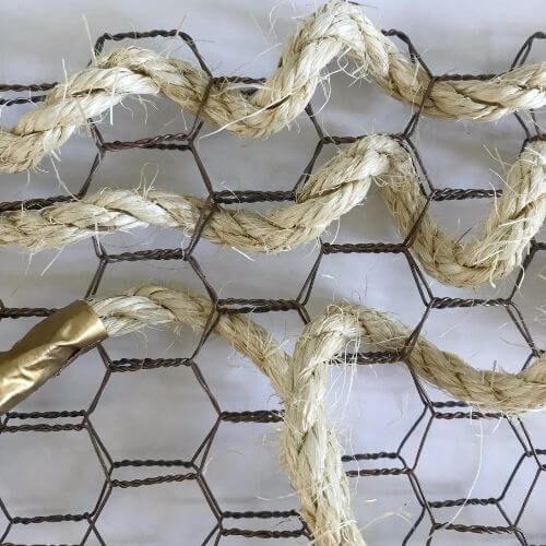Rope weaved through chicken wire