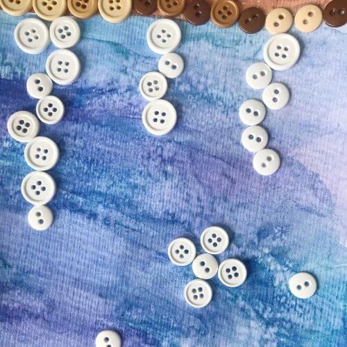 Watercolor and salt painting with button icicle design