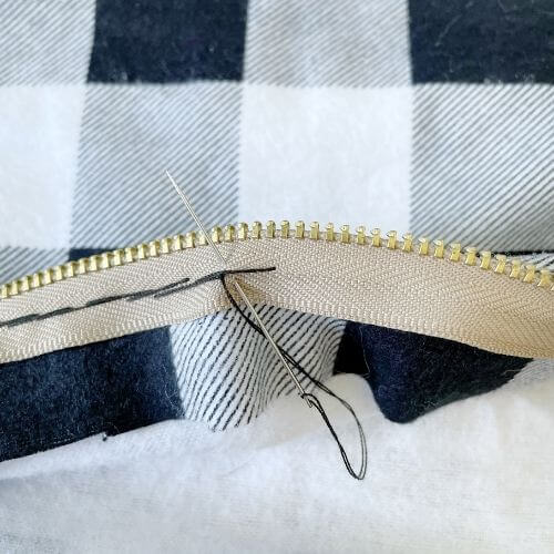 Push needle through back of fabric
