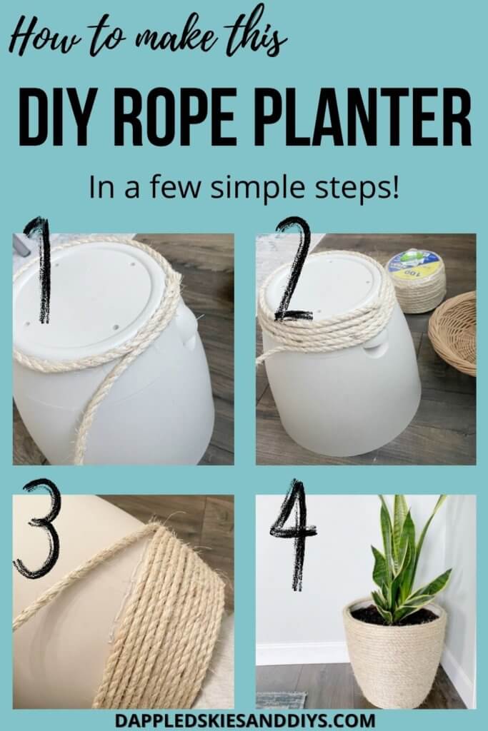 How to Make a Rope Planter DIY Using 3 Supplies - Dappled Skies and Diys