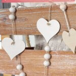 Wood heart and bead Valentine's Day garland