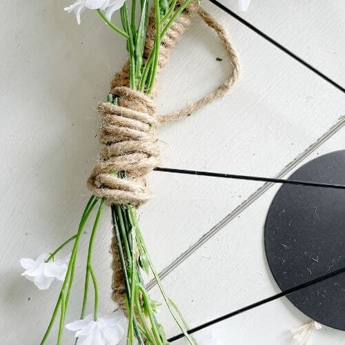 Use your jute wire to secure them in place