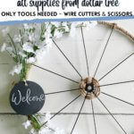 Bicycle wheel wreath made with Dollar Tree supplies