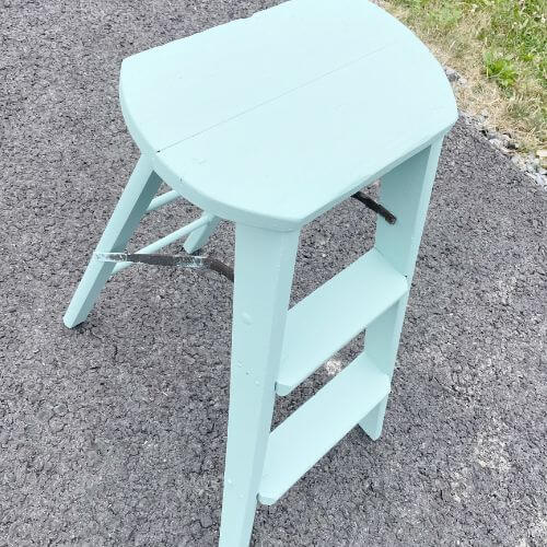 Old step ladder with 2 coats milk paint