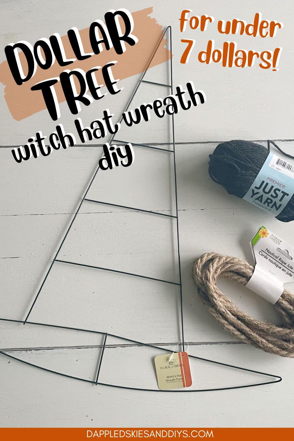DIY Dollar Tree Witch Hat Wreath - Dappled Skies and Diys
