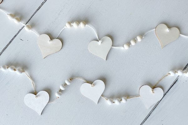 2 wood bead and heart Valentine's Day garlands