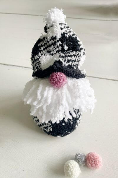 Completed gnome with red pom-pom nose