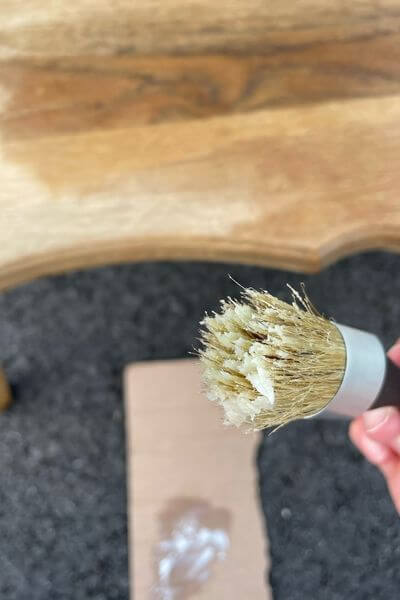 Picture of clear wax on a brush.