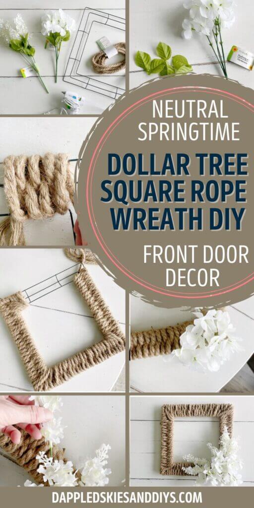 Square rope wreath made with Dollar Tree Supplies