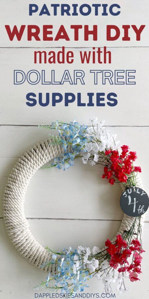 Patriotic wreath DIY using Dollar Tree supplies