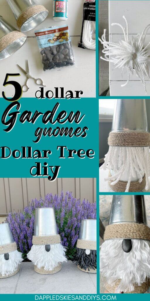 How to make garden gnomes from galvanized vases from Dollar Tree.