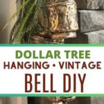 DIY hanging bells on the side of a fireplace.