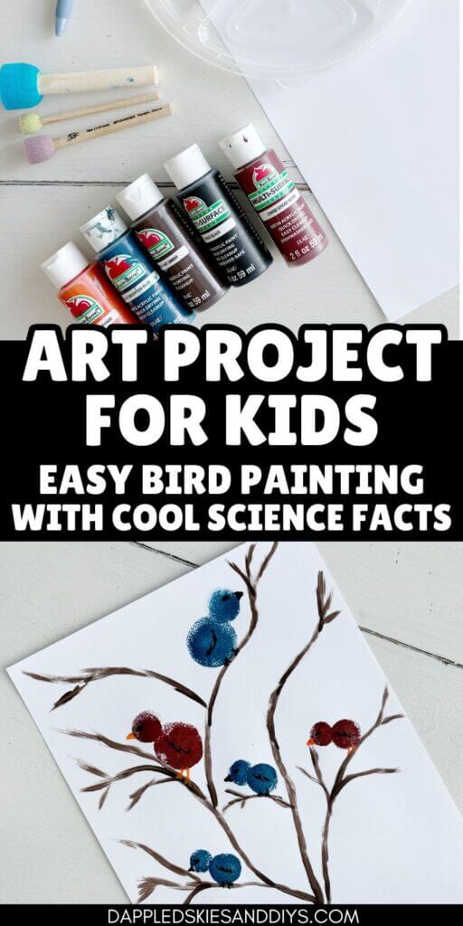 Bird painting using craft sponges with science facts.