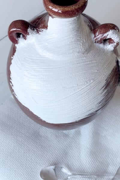 Baking soda and paint mixture applied to vase. 