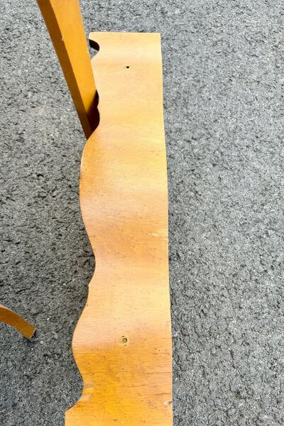 Front of desk drawer with veneer. 