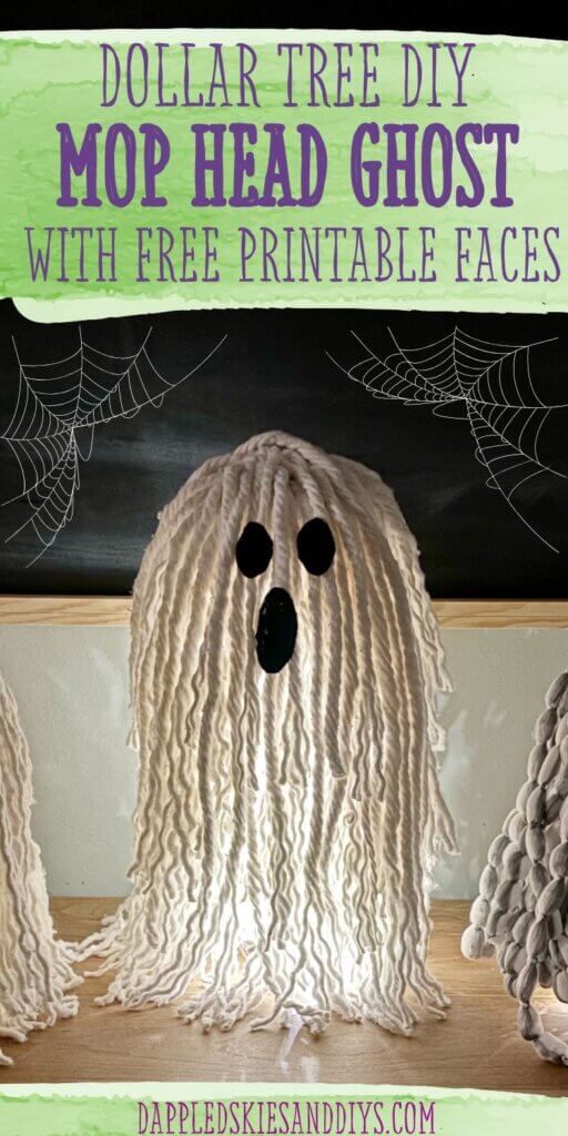 Lighted mop head ghost made from Dollar Tree supplies.