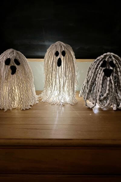 Picture of three mop head ghost versions all lit up. 