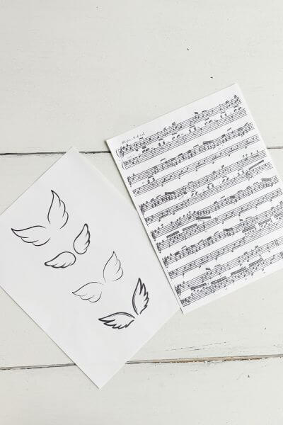 Wings template and music note page free printables.