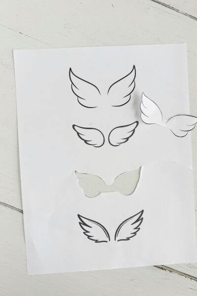 Angel wings template with the third set of wings cut out. 