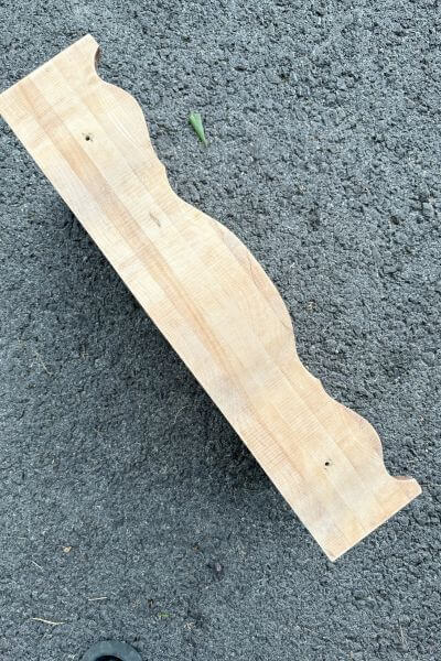 Front of drawer with veneer removed and sanded. 