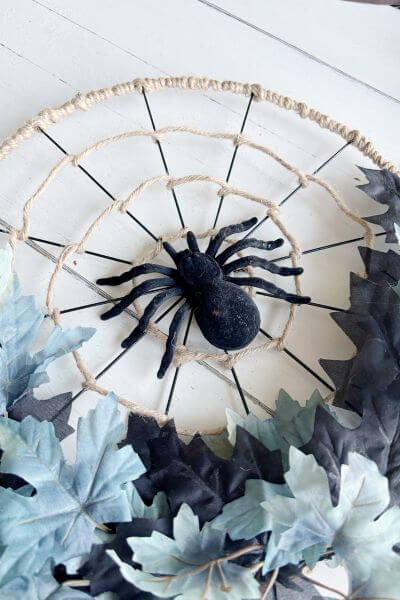 Spider added to the middle of the spider web wreath. 