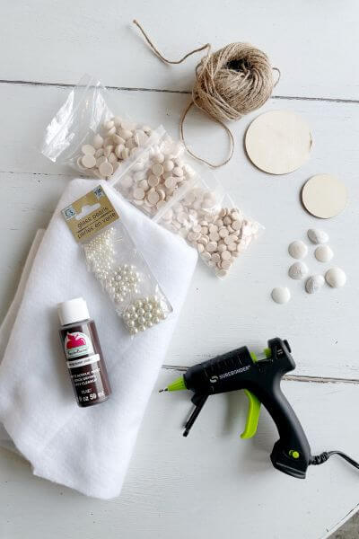 Supplies for angel ornament craft. 