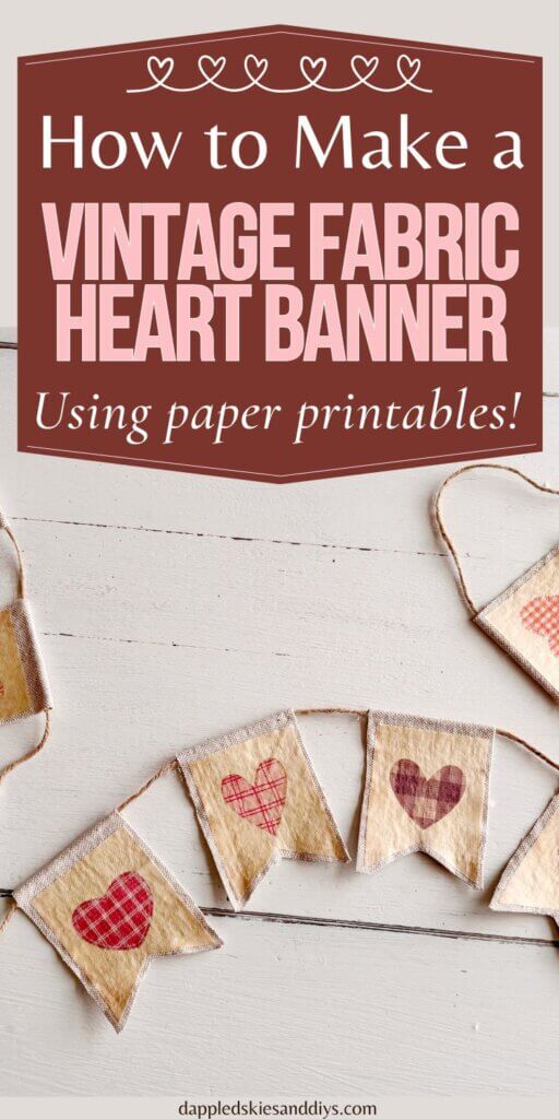 Vintage fabric heart banner DIY