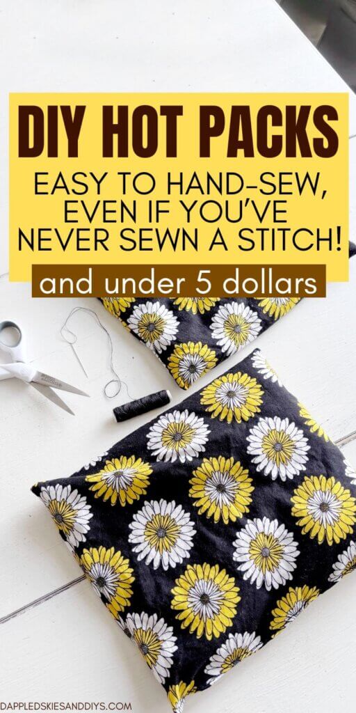 DIY hot packs with yellow and white daisy print.