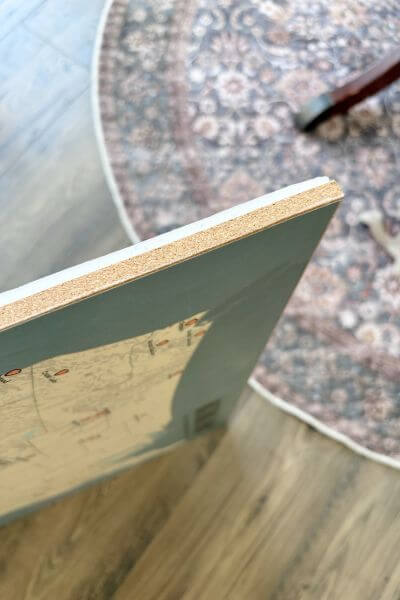 Ege of the map showing the cork board and foam board.
