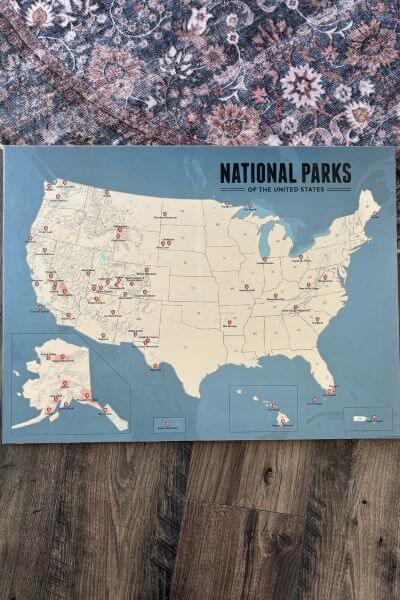 Completed push pin travel map.