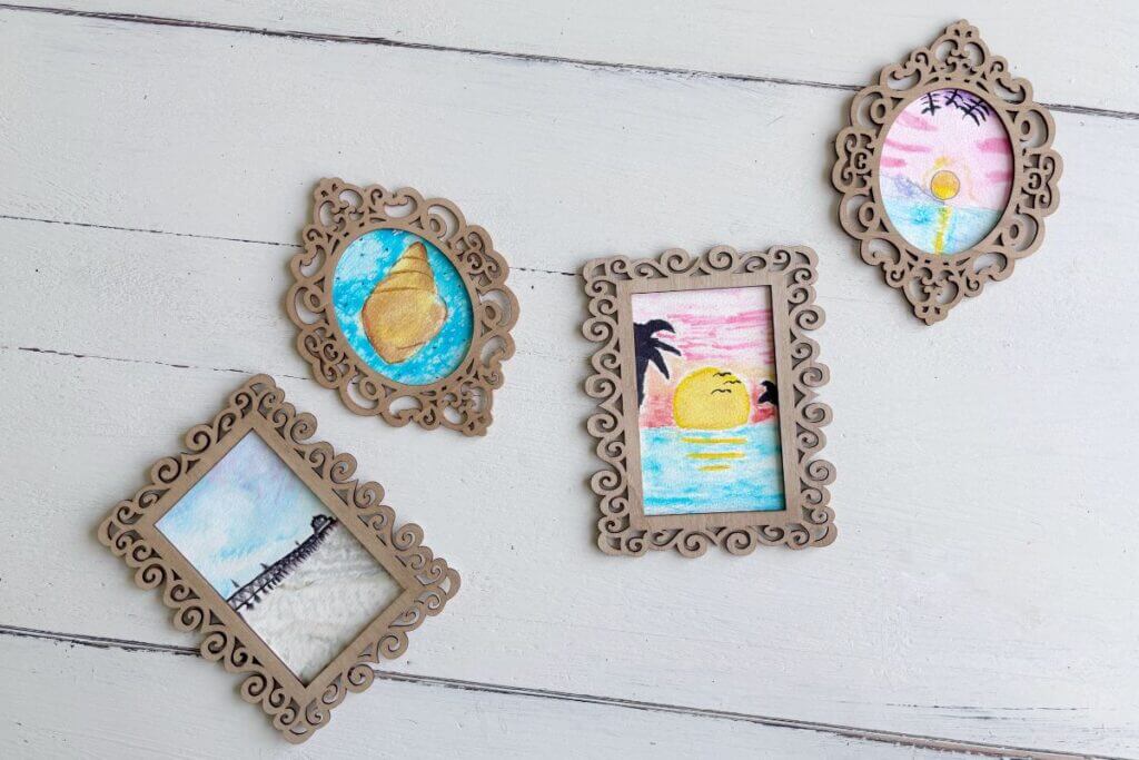 Creative frames with watercolor pictures.
